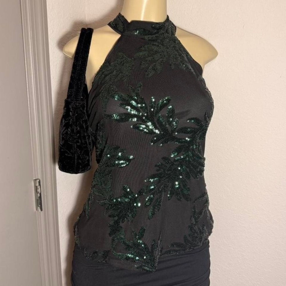Cable & Gauge black sequin halter